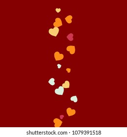Festive Background with Colorful hearts. Delicate Pattern for Postcard, Print, Banner or Poster. Pretty hearts For Party Decoration, Wedding, Birthday or Anniversary Invitation. Vector