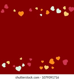 Festive Background with Colorful hearts. Delicate Pattern for Postcard, Print, Banner or Poster. Pretty hearts For Party Decoration, Wedding, Birthday or Anniversary Invitation. Vector