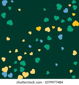 Festive Background with Colorful hearts. Delicate Pattern for Postcard, Print, Banner or Poster. Pretty hearts For Party Decoration, Wedding, Birthday or Anniversary Invitation. Vector