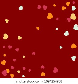 Festive Background with Colorful hearts. Delicate Pattern for Postcard, Print, Banner or Poster. Pretty hearts For Party Decoration, Wedding, Birthday or Anniversary Invitation. Vector