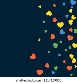 Festive Background with Colorful hearts. Delicate Pattern for Postcard, Print, Banner or Poster. Pretty hearts For Party Decoration, Wedding, Birthday or Anniversary Invitation. Vector
