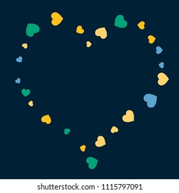 Festive Background with Colorful hearts. Delicate Pattern for Postcard, Print, Banner or Poster. Pretty hearts For Party Decoration, Wedding, Birthday or Anniversary Invitation. Vector
