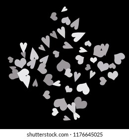 Festive Background with Colorful hearts. Delicate Pattern for Postcard, Print, Banner or Poster. Pretty hearts For Party Decoration, Wedding, Birthday or Anniversary Invitation. Vector