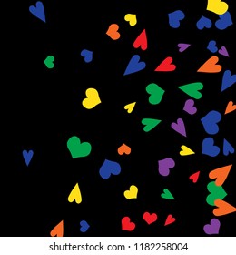 Festive Background with Colorful hearts. Delicate Pattern for Postcard, Print, Banner or Poster. Pretty hearts For Party Decoration, Wedding, Birthday or Anniversary Invitation. Vector
