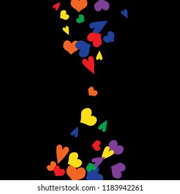Festive Background with Colorful hearts. Delicate Pattern for Postcard, Print, Banner or Poster. Pretty hearts For Party Decoration, Wedding, Birthday or Anniversary Invitation. Vector
