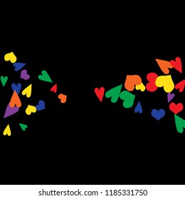 Festive Background with Colorful hearts. Delicate Pattern for Postcard, Print, Banner or Poster. Pretty hearts For Party Decoration, Wedding, Birthday or Anniversary Invitation. Vector

