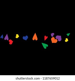 Festive Background with Colorful hearts. Delicate Pattern for Postcard, Print, Banner or Poster. Pretty hearts For Party Decoration, Wedding, Birthday or Anniversary Invitation. Vector
