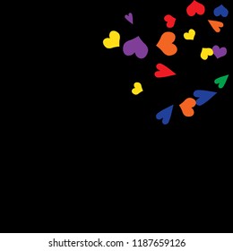 Festive Background with Colorful hearts. Delicate Pattern for Postcard, Print, Banner or Poster. Pretty hearts For Party Decoration, Wedding, Birthday or Anniversary Invitation. Vector
