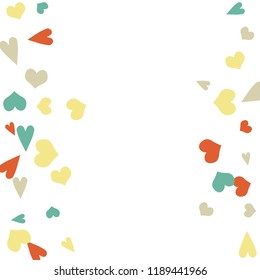 Festive Background with Colorful hearts. Delicate Pattern for Postcard, Print, Banner or Poster. Pretty hearts For Party Decoration, Wedding, Birthday or Anniversary Invitation. Vector