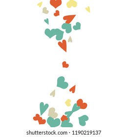 Festive Background with Colorful hearts. Delicate Pattern for Postcard, Print, Banner or Poster. Pretty hearts For Party Decoration, Wedding, Birthday or Anniversary Invitation. Vector