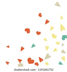 Festive Background with Colorful hearts. Delicate Pattern for Postcard, Print, Banner or Poster. Pretty hearts For Party Decoration, Wedding, Birthday or Anniversary Invitation. Vector