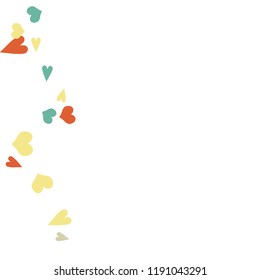 Festive Background with Colorful hearts. Delicate Pattern for Postcard, Print, Banner or Poster. Pretty hearts For Party Decoration, Wedding, Birthday or Anniversary Invitation. Vector