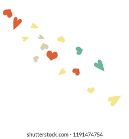 Festive Background with Colorful hearts. Delicate Pattern for Postcard, Print, Banner or Poster. Pretty hearts For Party Decoration, Wedding, Birthday or Anniversary Invitation. Vector