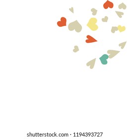 Festive Background with Colorful hearts. Delicate Pattern for Postcard, Print, Banner or Poster. Pretty hearts For Party Decoration, Wedding, Birthday or Anniversary Invitation. Vector