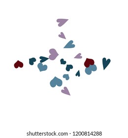 Festive Background with Colorful hearts. Delicate Pattern for Postcard, Print, Banner or Poster. Pretty hearts For Party Decoration, Wedding, Birthday or Anniversary Invitation. Vector