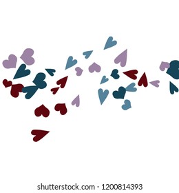 Festive Background with Colorful hearts. Delicate Pattern for Postcard, Print, Banner or Poster. Pretty hearts For Party Decoration, Wedding, Birthday or Anniversary Invitation. Vector