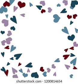 Festive Background with Colorful hearts. Delicate Pattern for Postcard, Print, Banner or Poster. Pretty hearts For Party Decoration, Wedding, Birthday or Anniversary Invitation. Vector