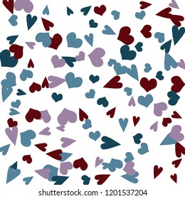 Festive Background with Colorful hearts. Delicate Pattern for Postcard, Print, Banner or Poster. Pretty hearts For Party Decoration, Wedding, Birthday or Anniversary Invitation. Vector