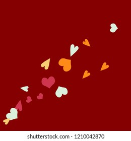 Festive Background with Colorful hearts. Delicate Pattern for Postcard, Print, Banner or Poster. Pretty hearts For Party Decoration, Wedding, Birthday or Anniversary Invitation. Vector