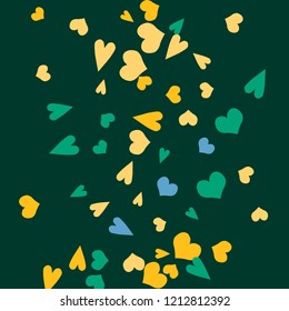 Festive Background with Colorful hearts. Delicate Pattern for Postcard, Print, Banner or Poster. Pretty hearts For Party Decoration, Wedding, Birthday or Anniversary Invitation. Vector

