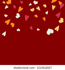 Festive Background with Colorful hearts. Delicate Pattern for Postcard, Print, Banner or Poster. Pretty hearts For Party Decoration, Wedding, Birthday or Anniversary Invitation. Vector