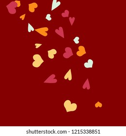 Festive Background with Colorful hearts. Delicate Pattern for Postcard, Print, Banner or Poster. Pretty hearts For Party Decoration, Wedding, Birthday or Anniversary Invitation. Vector