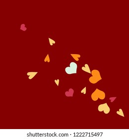 Festive Background with Colorful hearts. Delicate Pattern for Postcard, Print, Banner or Poster. Pretty hearts For Party Decoration, Wedding, Birthday or Anniversary Invitation. Vector