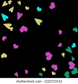 Festive Background with Colorful hearts. Delicate Pattern for Postcard, Print, Banner or Poster. Pretty hearts For Party Decoration, Wedding, Birthday or Anniversary Invitation. Vector
