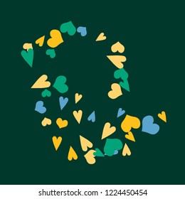 Festive Background with Colorful hearts. Delicate Pattern for Postcard, Print, Banner or Poster. Pretty hearts For Party Decoration, Wedding, Birthday or Anniversary Invitation. Vector
