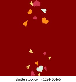 Festive Background with Colorful hearts. Delicate Pattern for Postcard, Print, Banner or Poster. Pretty hearts For Party Decoration, Wedding, Birthday or Anniversary Invitation. Vector