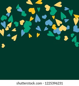 Festive Background with Colorful hearts. Delicate Pattern for Postcard, Print, Banner or Poster. Pretty hearts For Party Decoration, Wedding, Birthday or Anniversary Invitation. Vector
