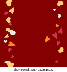 Festive Background with Colorful hearts. Delicate Pattern for Postcard, Print, Banner or Poster. Pretty hearts For Party Decoration, Wedding, Birthday or Anniversary Invitation. Vector