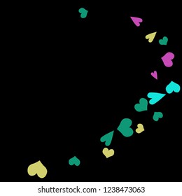 Festive Background with Colorful hearts. Delicate Pattern for Postcard, Print, Banner or Poster. Pretty hearts For Party Decoration, Wedding, Birthday or Anniversary Invitation. Vector