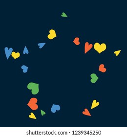 Festive Background with Colorful hearts. Delicate Pattern for Postcard, Print, Banner or Poster. Pretty hearts For Party Decoration, Wedding, Birthday or Anniversary Invitation. Vector