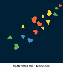 Festive Background with Colorful hearts. Delicate Pattern for Postcard, Print, Banner or Poster. Pretty hearts For Party Decoration, Wedding, Birthday or Anniversary Invitation. Vector