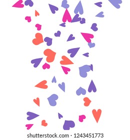 Festive Background with Colorful hearts. Delicate Pattern for Postcard, Print, Banner or Poster. Pretty hearts For Party Decoration, Wedding, Birthday or Anniversary Invitation. Vector