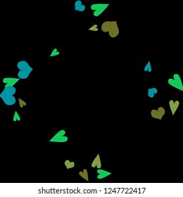 Festive Background with Colorful hearts. Delicate Pattern for Postcard, Print, Banner or Poster. Pretty hearts For Party Decoration, Wedding, Birthday or Anniversary Invitation. Vector