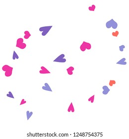 Festive Background with Colorful hearts. Delicate Pattern for Postcard, Print, Banner or Poster. Pretty hearts For Party Decoration, Wedding, Birthday or Anniversary Invitation. Vector