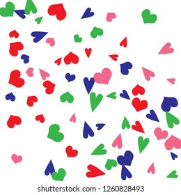 Festive Background with Colorful hearts. Delicate Pattern for Postcard, Print, Banner or Poster. Pretty hearts For Party Decoration, Wedding, Birthday or Anniversary Invitation. Vector
