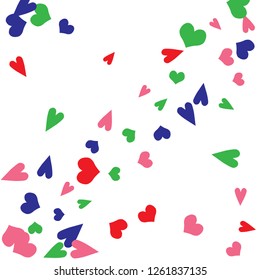 Festive Background with Colorful hearts. Delicate Pattern for Postcard, Print, Banner or Poster. Pretty hearts For Party Decoration, Wedding, Birthday or Anniversary Invitation. Vector
