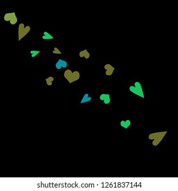 Festive Background with Colorful hearts. Delicate Pattern for Postcard, Print, Banner or Poster. Pretty hearts For Party Decoration, Wedding, Birthday or Anniversary Invitation. Vector
