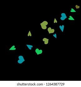 Festive Background with Colorful hearts. Delicate Pattern for Postcard, Print, Banner or Poster. Pretty hearts For Party Decoration, Wedding, Birthday or Anniversary Invitation. Vector
