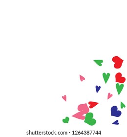 Festive Background with Colorful hearts. Delicate Pattern for Postcard, Print, Banner or Poster. Pretty hearts For Party Decoration, Wedding, Birthday or Anniversary Invitation. Vector
