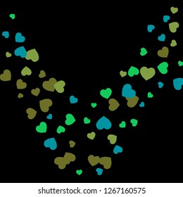 Festive Background with Colorful hearts. Delicate Pattern for Postcard, Print, Banner or Poster. Pretty hearts For Party Decoration, Wedding, Birthday or Anniversary Invitation. Vector
