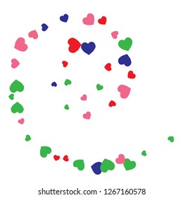 Festive Background with Colorful hearts. Delicate Pattern for Postcard, Print, Banner or Poster. Pretty hearts For Party Decoration, Wedding, Birthday or Anniversary Invitation. Vector
