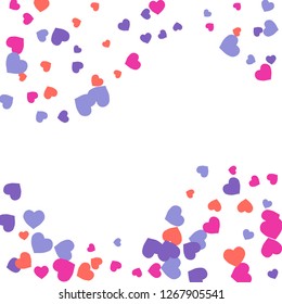 Festive Background with Colorful hearts. Delicate Pattern for Postcard, Print, Banner or Poster. Pretty hearts For Party Decoration, Wedding, Birthday or Anniversary Invitation. Vector
