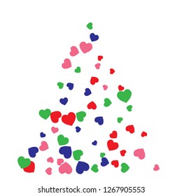 Festive Background with Colorful hearts. Delicate Pattern for Postcard, Print, Banner or Poster. Pretty hearts For Party Decoration, Wedding, Birthday or Anniversary Invitation. Vector

