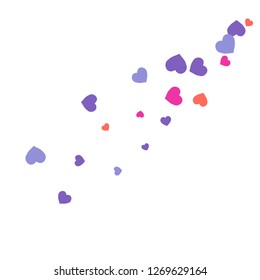 Festive Background with Colorful hearts. Delicate Pattern for Postcard, Print, Banner or Poster. Pretty hearts For Party Decoration, Wedding, Birthday or Anniversary Invitation. Vector
