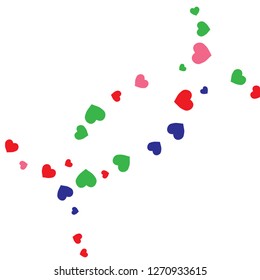Festive Background with Colorful hearts. Delicate Pattern for Postcard, Print, Banner or Poster. Pretty hearts For Party Decoration, Wedding, Birthday or Anniversary Invitation. Vector

