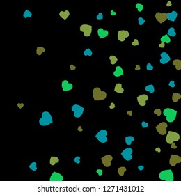 Festive Background with Colorful hearts. Delicate Pattern for Postcard, Print, Banner or Poster. Pretty hearts For Party Decoration, Wedding, Birthday or Anniversary Invitation. Vector
